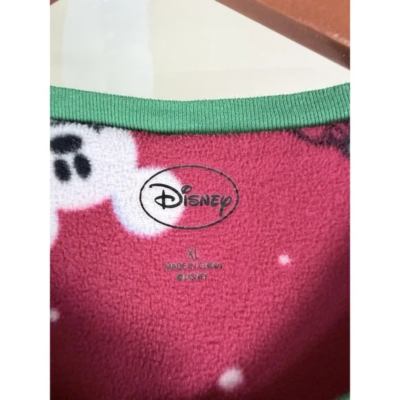 Disney Mickey Mouse Snowman 1 Piece Costume Pajama Suit Red Green Womens XL - Picture 5 of 6